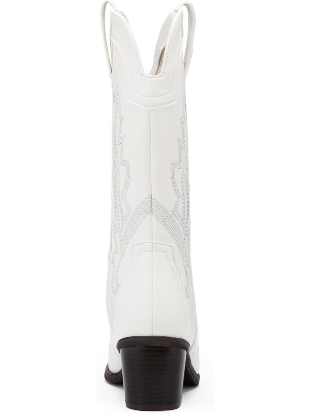 Women's White Cowboy Boots Pointed Toe Western Boots Embroidered Mid Calf Boots - Picture 7 of 7